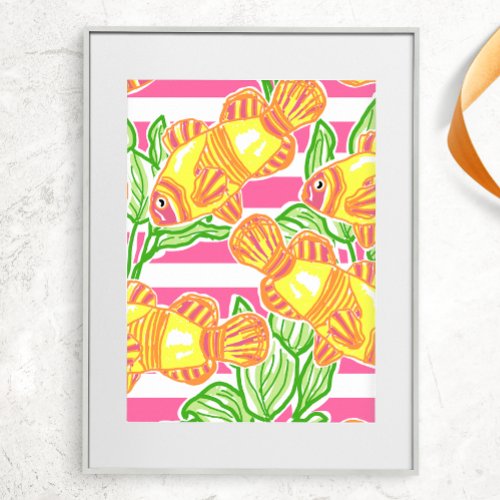 Colorful Tropical Fish Pattern Poster