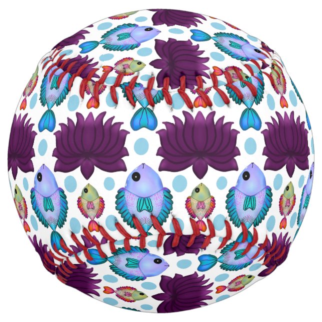 Colorful Tropical Fish Pattern | Seamless Ocean  Softball (Front)