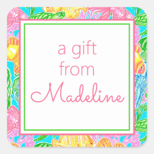 Colorful Tropical Fish Pattern Square Sticker