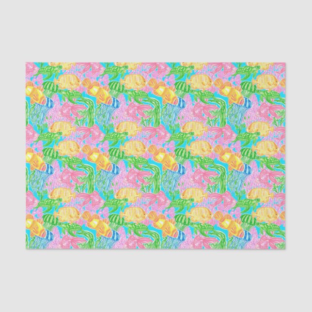 Colorful Tropical Fish Pattern Tissue Paper (Front)