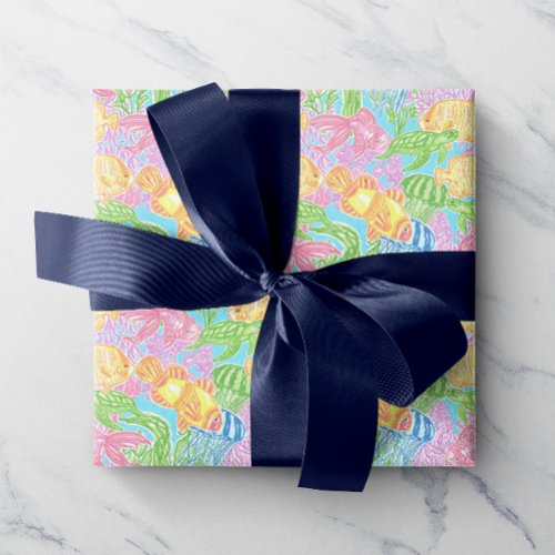 Colorful Tropical Fish Pattern Wrapping Paper