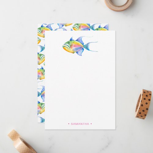 Colorful Tropical Fish Personalized Stationery Note Card