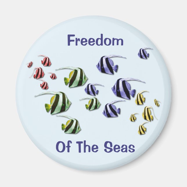 Colorful Tropical Fish Swimming Free Magnet (Front)