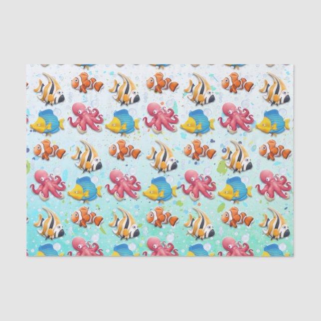 Colorful Tropical Fish Tissue Paper (Front)