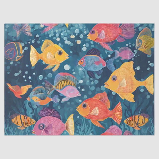 Colorful Tropical Fish Tissue Paper (Front)