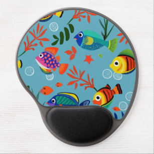 Colorful Tropical Fish Underwater Pattern Gel Mouse Pad