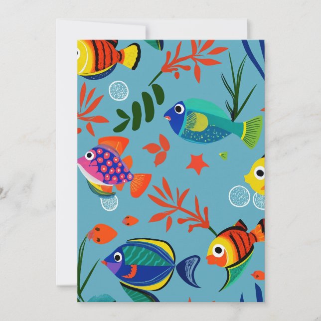Colorful Tropical Fish Underwater Pattern Holiday Card (Front)
