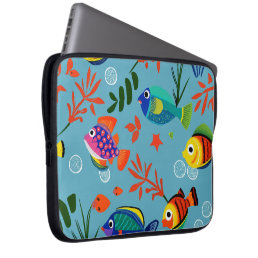 Colorful Tropical Fish Underwater Pattern Laptop Sleeve