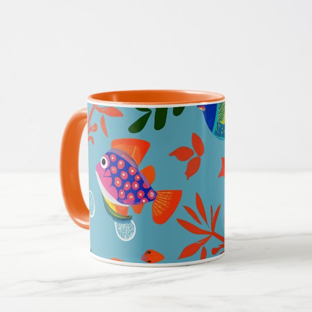 Colorful Tropical Fish Underwater Pattern Mug (Front Left)