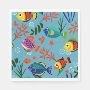 Colorful Tropical Fish Underwater Pattern Napkins