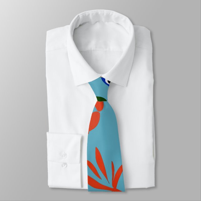 Colorful Tropical Fish Underwater Pattern Neck Tie (Tied)