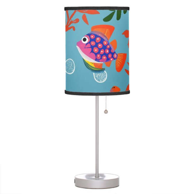 Colorful Tropical Fish Underwater Pattern Table Lamp (Left)