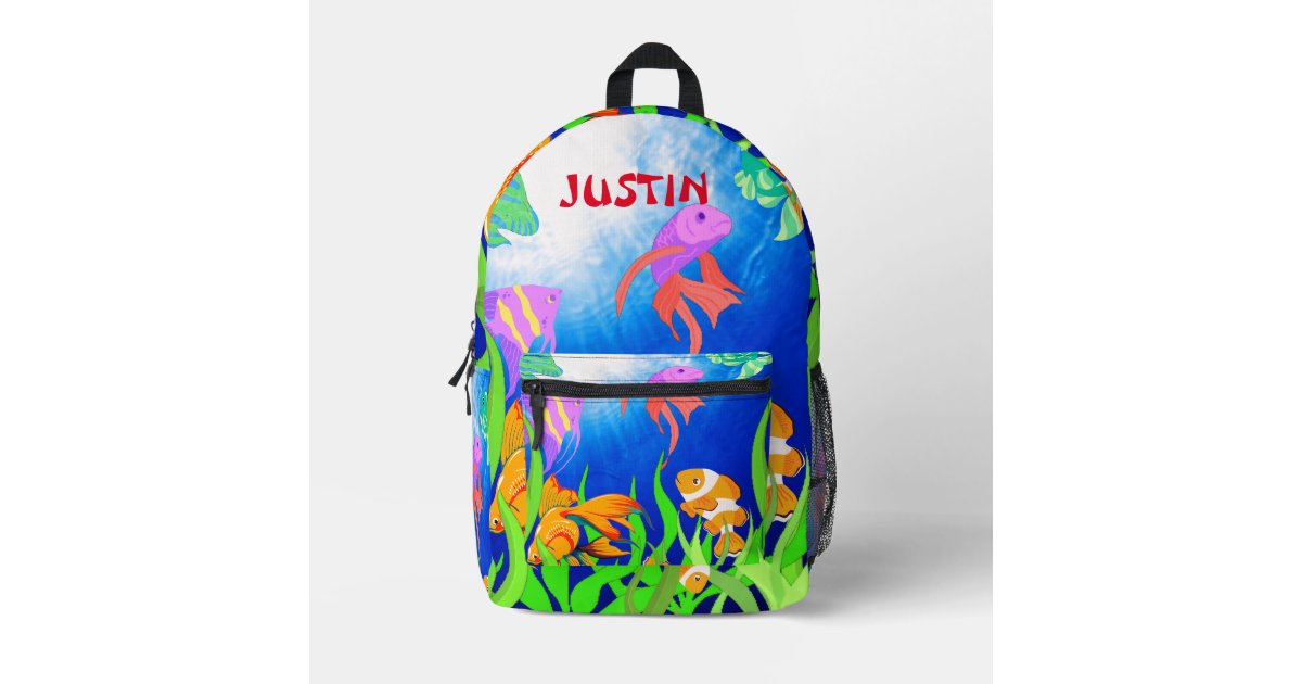 Colorful Tropical Fish Underwater World Blue Sea Printed Backpack | Zazzle