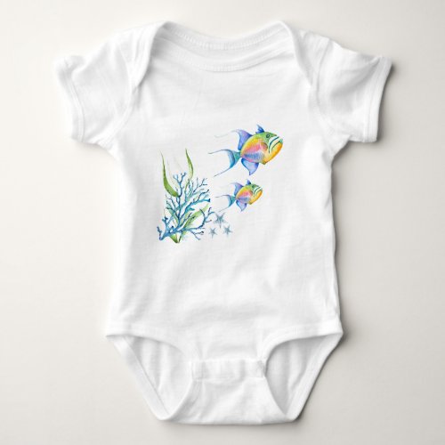 Colorful Tropical Fish Unique Art Baby Bodysuit