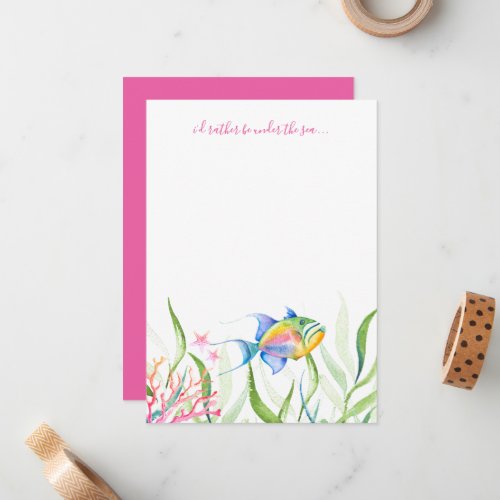 Colorful Tropical Fish Watercolor Note Card