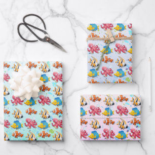 Colorful Tropical Fish Wrapping Paper Sheets