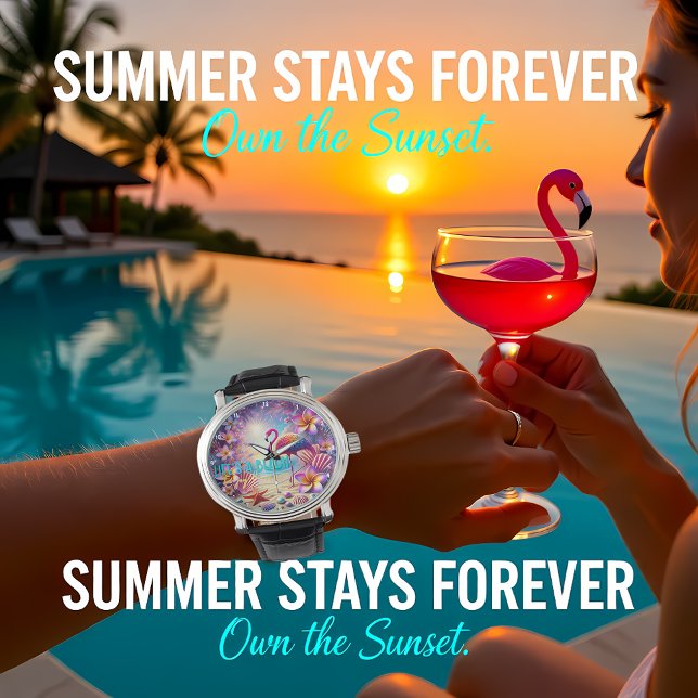 Colorful Tropical Flamingo Sunset Beach Watch (Creator Uploaded)