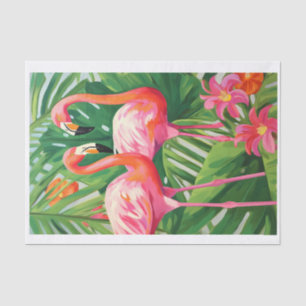 Colorful Tropical Flamingos Decoupage Tissue Paper
