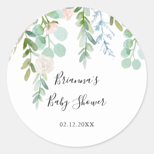 Colorful Tropical Floral Baby Shower Favor Classic Round Sticker
