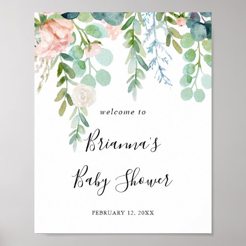 Colorful Tropical Floral Baby Shower Welcome Poster