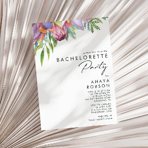 Colorful Tropical Floral   Bachelorette Party Invitation