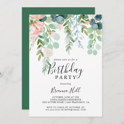 Colorful Tropical Floral Birthday Party Invitation