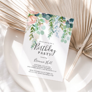 Colorful Tropical Floral Birthday Party Invitation