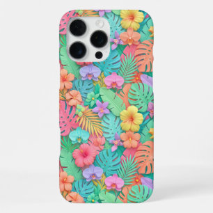 Colorful Tropical Floral Botanical Pattern iPhone 16 Pro Max Case