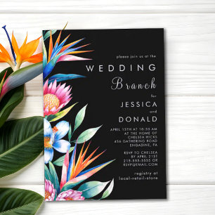 Colorful Tropical Floral Branch Wedding Invitation