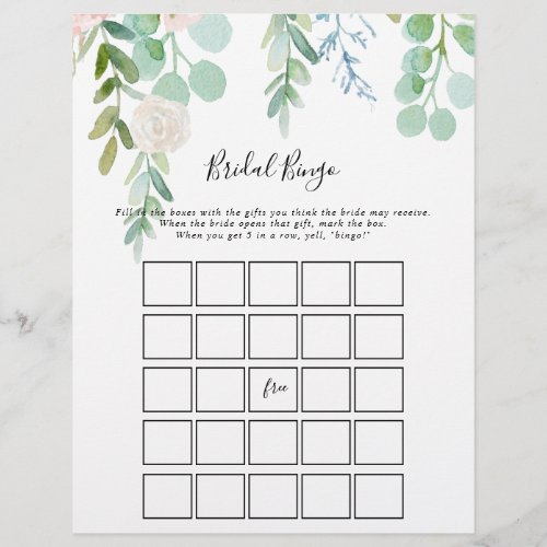 Colorful Tropical Floral Bridal Bingo Game