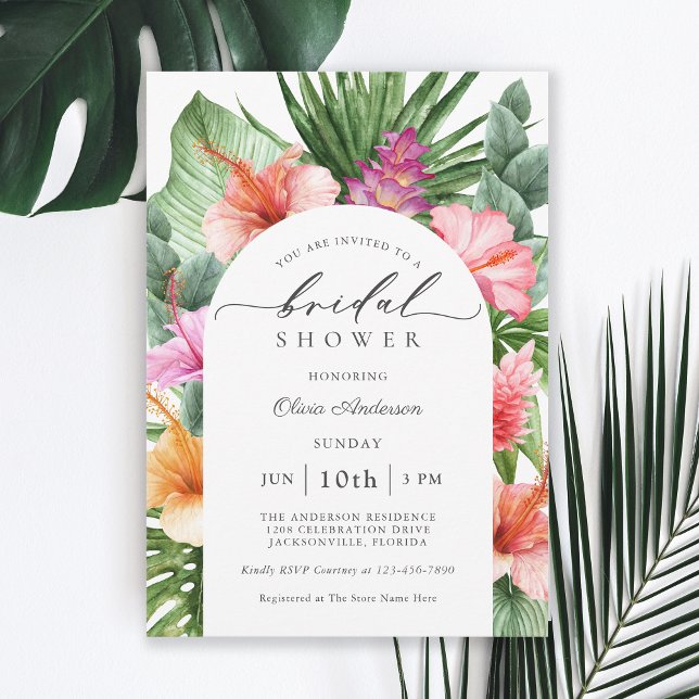 Colorful Tropical Floral Bridal Shower Invitation (Creator Uploaded)