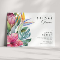Colorful Tropical Floral Bridal Shower Invitation