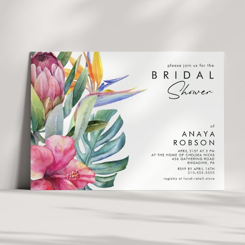 Colorful Tropical Floral Bridal Shower Invitation