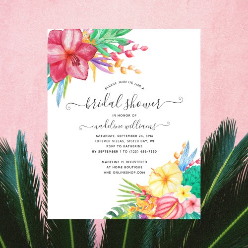Colorful Tropical Floral Bridal Shower Invitation Flyer
