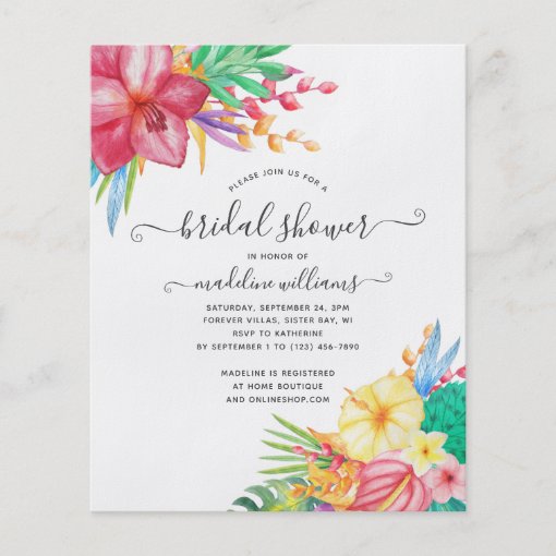 Colorful Tropical Floral Bridal Shower Invitation Flyer Zazzle