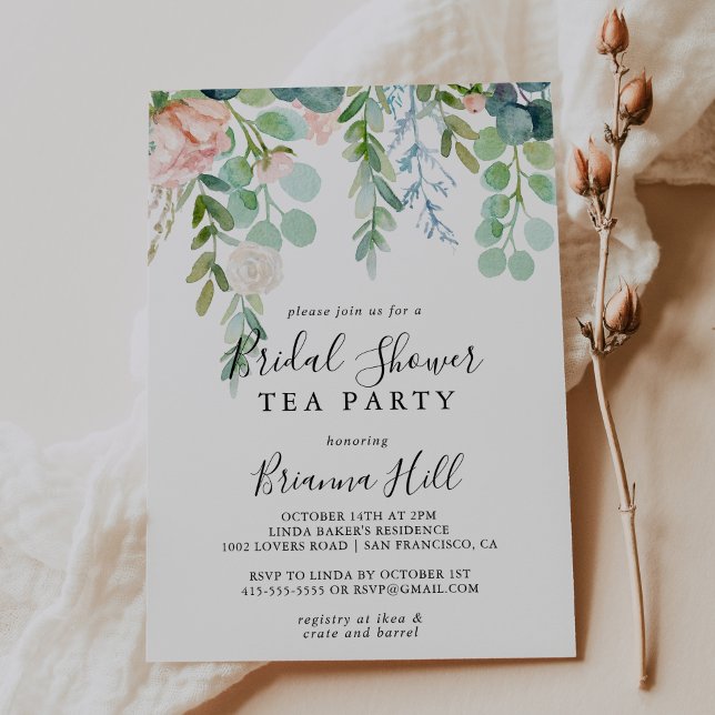 Colorful Tropical Floral Bridal Shower Tea Party Invitation