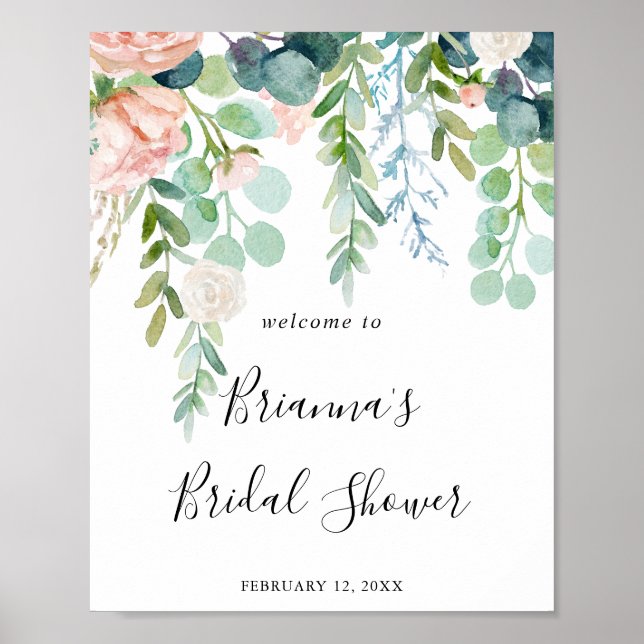 Colorful Tropical Floral Bridal Shower Welcome Poster (Front)