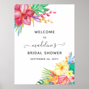 Colorful Tropical Floral Bridal Shower Welcome Poster