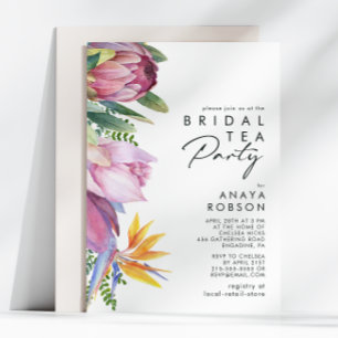 Colorful Tropical Floral Bridal Tea Party Invitation
