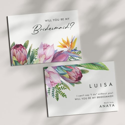 Colorful Tropical Floral Bridesmaid Proposal Card