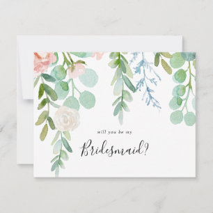 Colorful Tropical Floral Bridesmaid Proposal Note Card