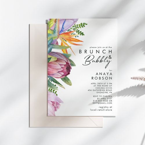 Colorful Tropical Floral  Brunch and Bubbly Invitation