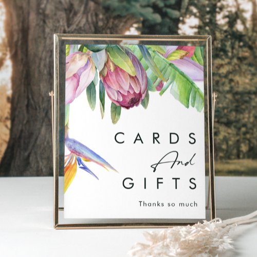 Colorful Tropical Floral  Cards and Gifts Sign