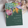 Colorful Tropical Floral Casual | Green Wedding Invitation