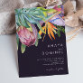 Colorful Tropical Floral Casual | Purple Wedding Invitation