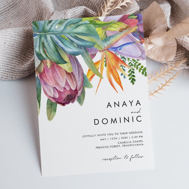 Colorful Tropical Floral Casual Wedding Invitation (Creator Uploaded)