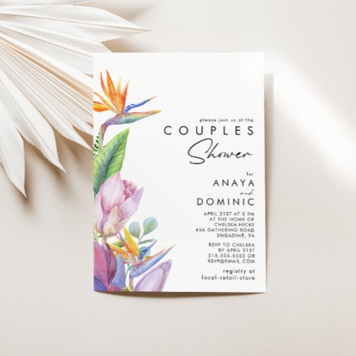 Colorful Tropical Floral  Couples Shower Invitation