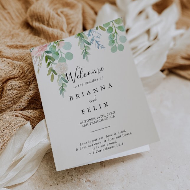 Colorful Tropical Floral Folded Wedding Program (Creator Uploaded)