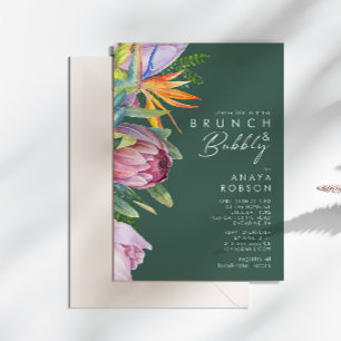 Colorful Tropical Floral Green Brunch and Bubbly Invitation