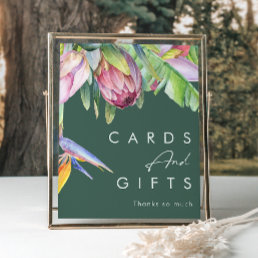 Colorful Tropical Floral | Green Cards and Gifts Poster